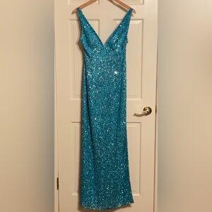 SCALA Turquoise Beaded Gown